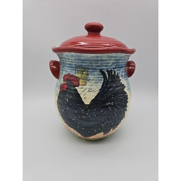 Certified International LE ROOSTER by Susan Winget 9 1/4" Large Lidded Canister - Picture 1 of 10